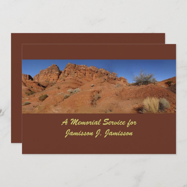 Memorial Service Invitation, Red Rock Hills Invitation (Front/Back)
