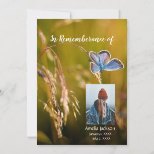 Memorial Service Invite Butterfly  Flower 