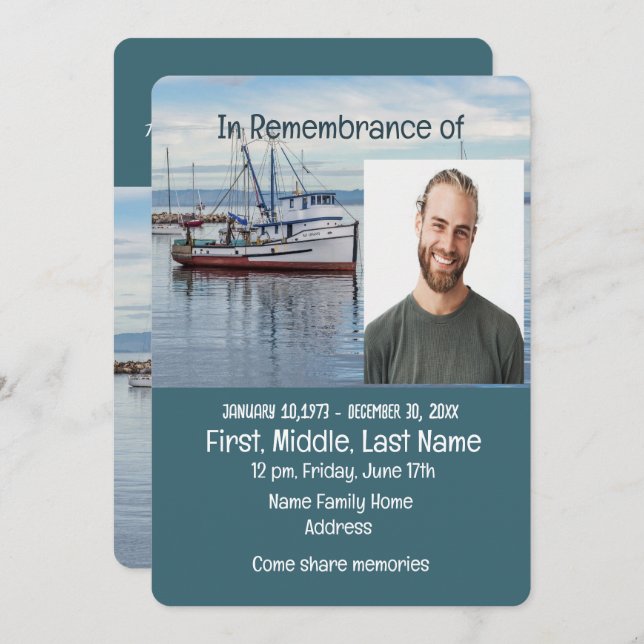 Memorial Service Invite Commercial Fisherman (Front/Back)