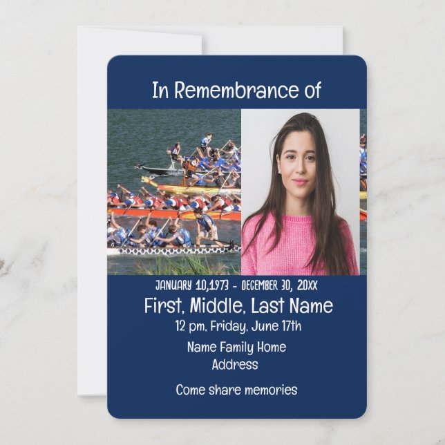Memorial Service Invite Dragon Boat Rower (Front)