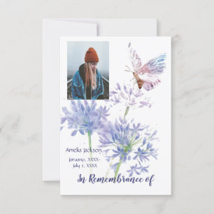 Memorial Service Invite Garden Butterfly Flowers