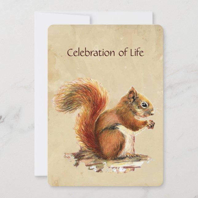 Memorial Service Invite Golden Squirrel Animal (Front)