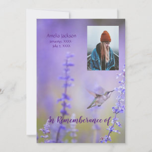 Memorial Service Invite Hummingbird Lavender