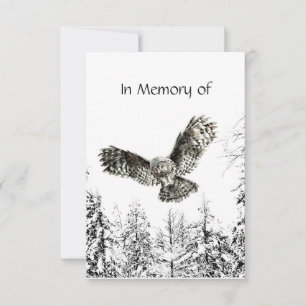 Memorial Service Invite Masculine Owl Bird Art