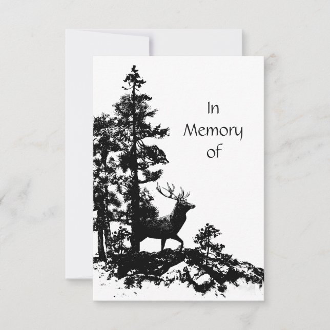 Memorial Service Invite Masculine Stag Deer Art (Front)