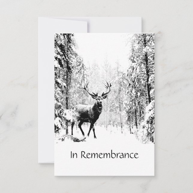 Memorial Service Invite Masculine Stag Deer Art (Front)