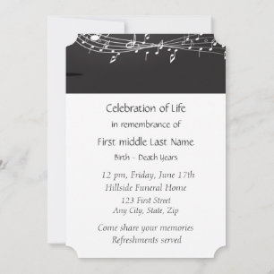 Memorial Service Invite Music Notes background