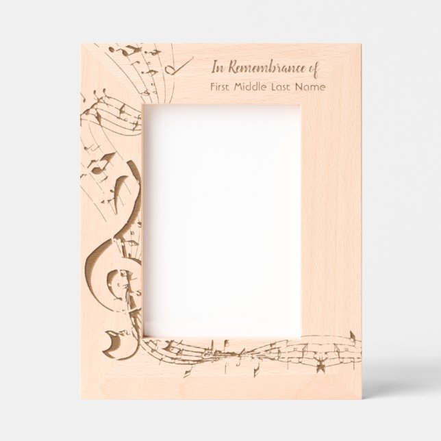 Memorial Service Invite Music Notes background Etched Frames (Front)