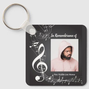 Memorial Service Invite Music Notes background Key Ring