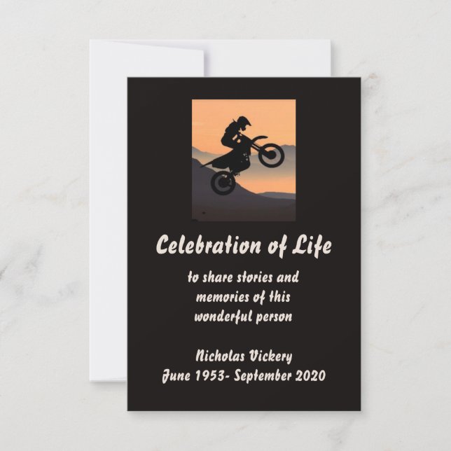 Memorial Service Invite Person Motorcycle Biker (Front)