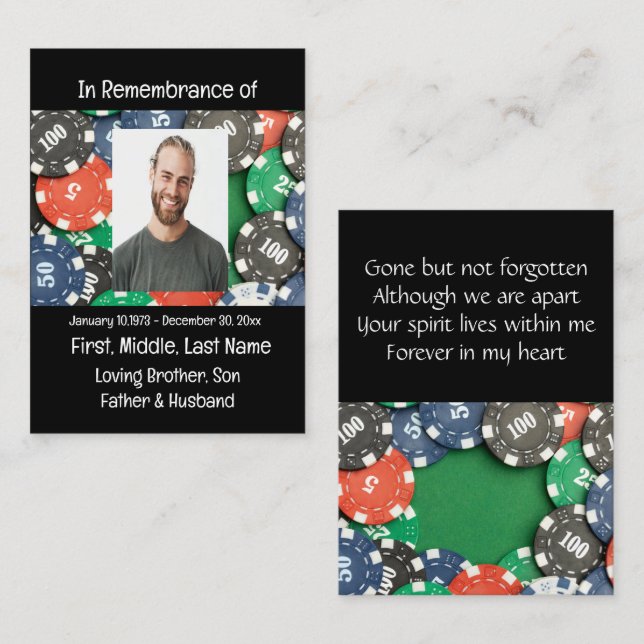 Memorial Service Invite Poker Card Game  (Front/Back)