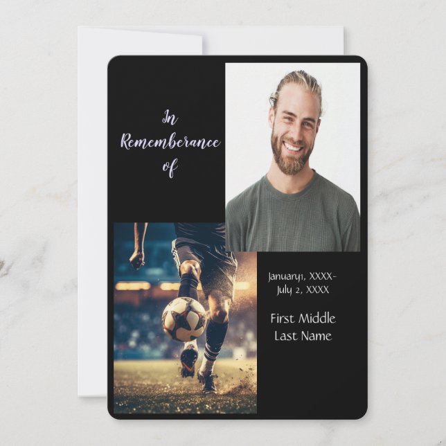 Memorial Service Invite Soccer Player (Front)