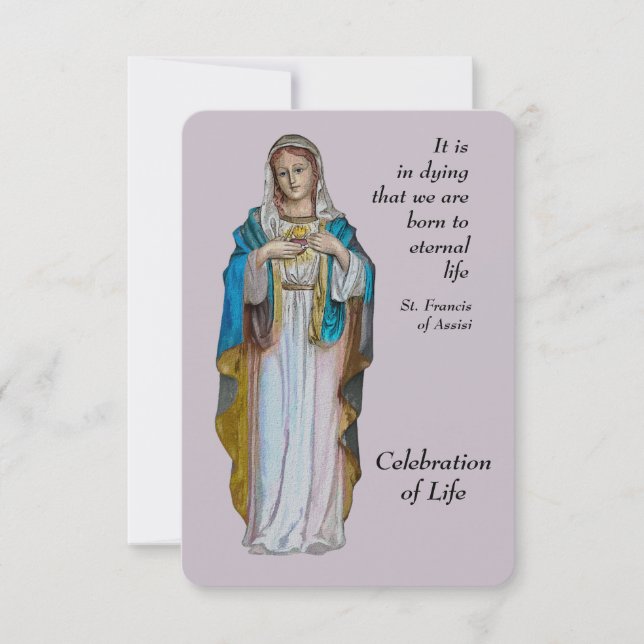 Memorial Service Invite Virgin Mary to Customise (Front)