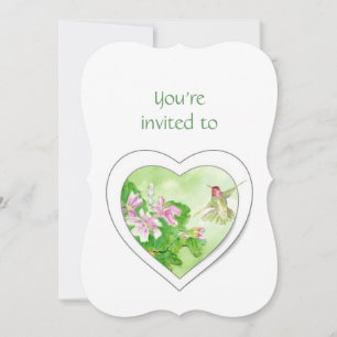 Memorial Service Invite Watercolor Hummingbird