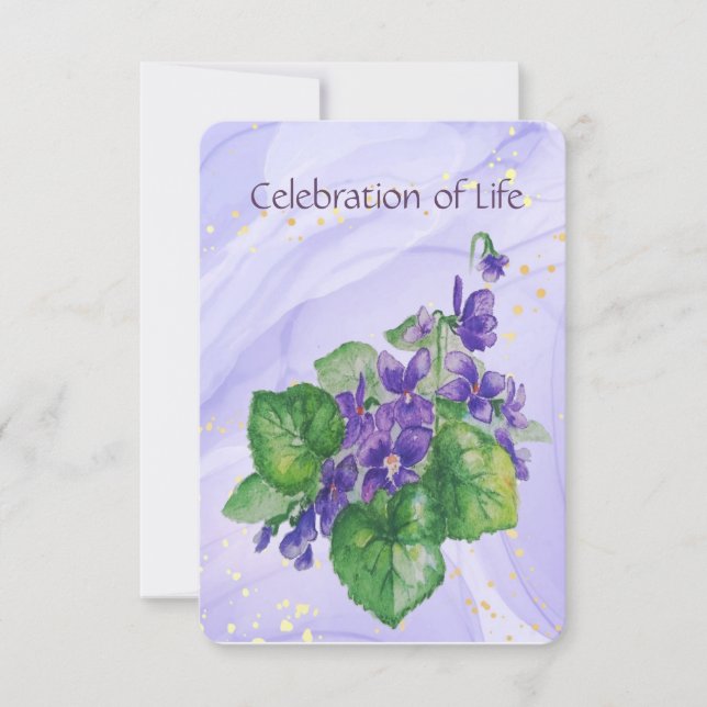 Memorial Service Invite Watercolor Wild Violet (Front)