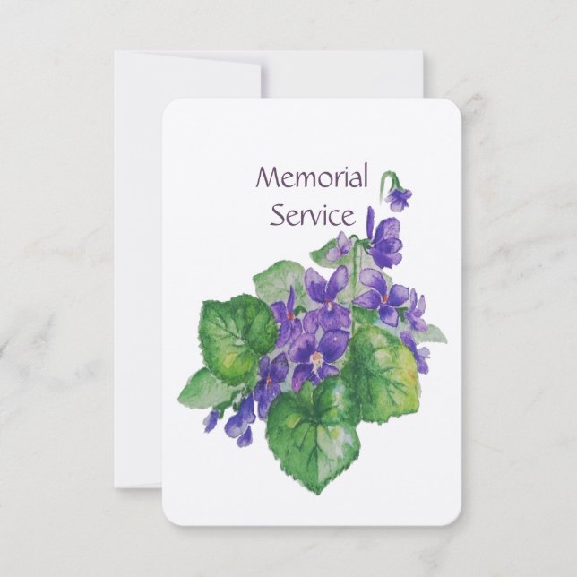 Memorial Service Invite Watercolor Wild Violet (Front)