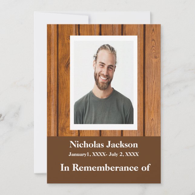 Memorial Service Invite Wood Masculine (Front)