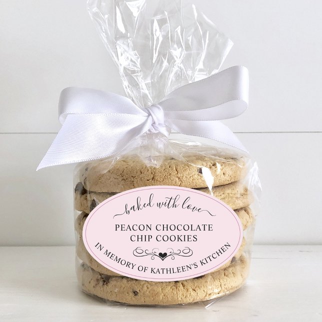 Memorial Service Memory Of Baked With Love Favour Oval Sticker (Memorial Service Memory Of Baked With Love Favor Oval Sticker)