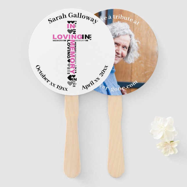 Memorial service or celebration of life hand fan (Front and Back)