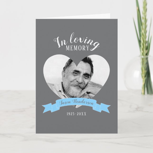 Memorial service photo blue ribbon program programme (Front)