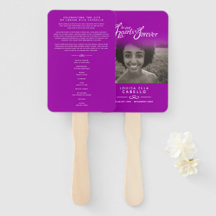 Memorial service photo hearts mauve program fans