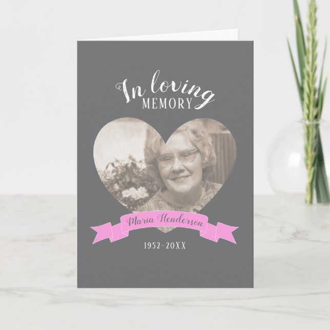 Memorial service photo pink ribbon program programme (Front)