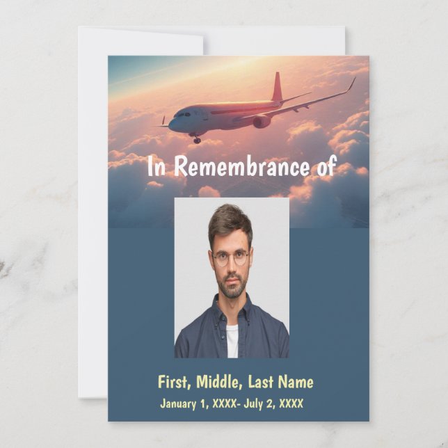 Memorial Service Pilot Commercial Aeroplane Invitation (Front)