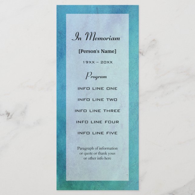 Memorial service program card (Front)