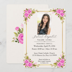 Memorial Service Roses Invitation