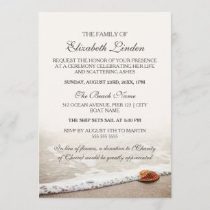 Memorial Service Seashell on the Beach Invitation