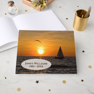 Memorial Service Sunset Sailboat on Lake Michigan Guest Book