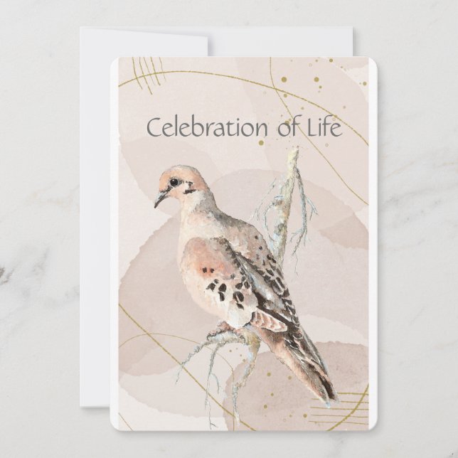 Memorial Service  Watercolor Mourning Dove Invitation (Front)