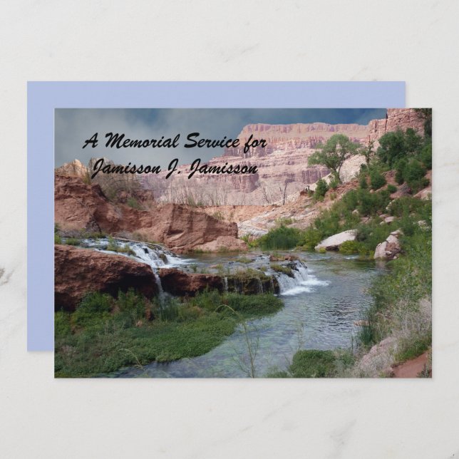 Memorial Service Waterfall Landscape Scenery Invitation (Front/Back)