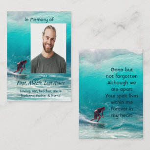 Memorial  Service Wave Surfer Water Calling Card