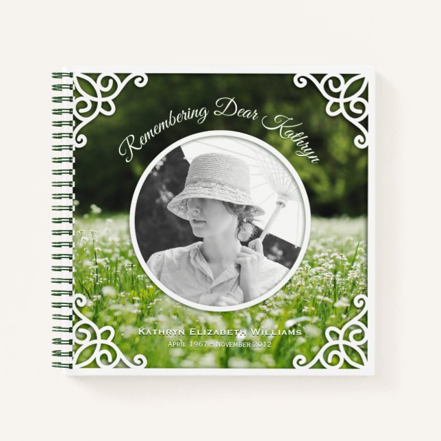 Memorial Service Wildflower Meadow Photo Guestbook Notebook (Front)