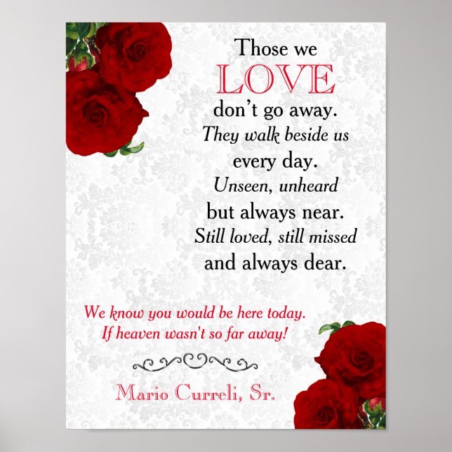 Memorial Sign 2 - Deep Red Rose Wedding (Front)
