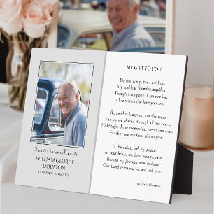 Memorial Sign Remembrance Poem and Photo Display Plaque