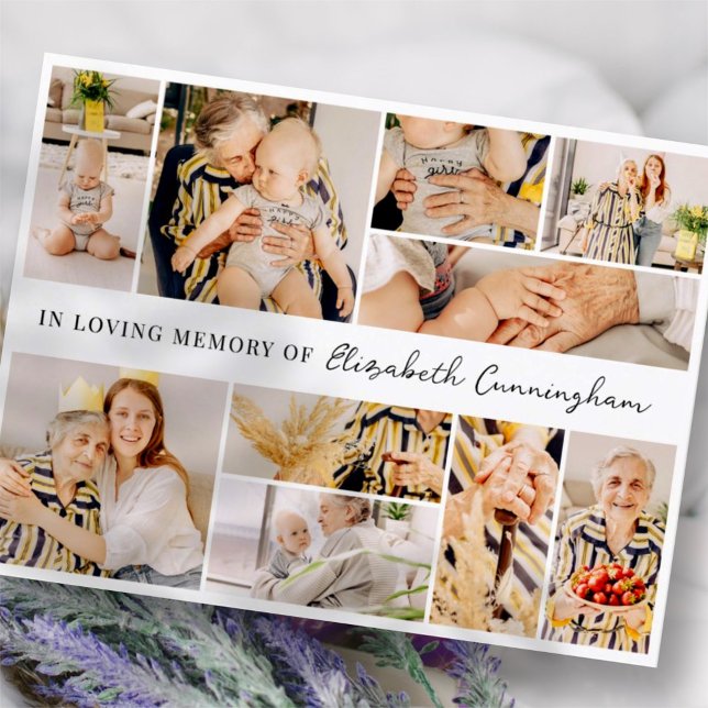 Memorial Simple Minimalist Modern 10 Photo Collage Postcard (Creator Uploaded)