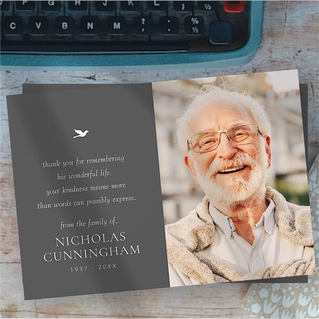 Memorial Simple Minimalist Modern Photo Thank You Card (Creator Uploaded)