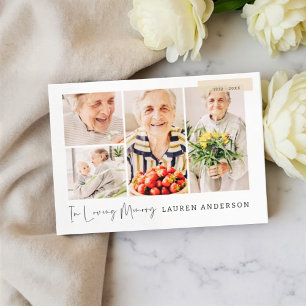 Memorial Simple Modern 7 Photo Grid Prayer Business Card