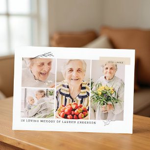 Memorial Simple Modern 7 Photo Grid Prayer Thank You Card