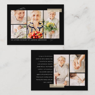 Memorial Simple Modern 7 Photo Grid Thank You Business Card