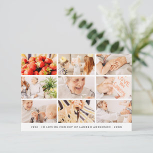 Memorial Simple Modern 9 Photos Grid Prayer Thank You Card