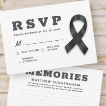 Memorial Simple Modern Memories Black Ribbon