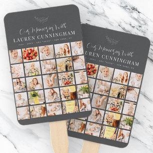 Memorial Simple Modern Minimalist 25 Photo Collage Hand Fan