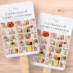 Memorial Simple Modern Minimalist 25 Photo Collage Hand Fan