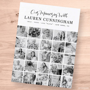 Memorial Simple Modern Minimalist 25 Photo Collage Postcard