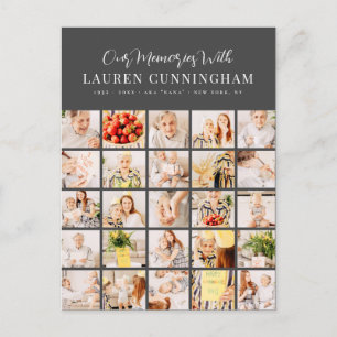 Memorial Simple Modern Minimalist 25 Photo Collage Postcard