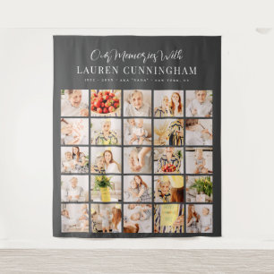 Memorial Simple Modern Minimalist 25 Photo Collage Tapestry