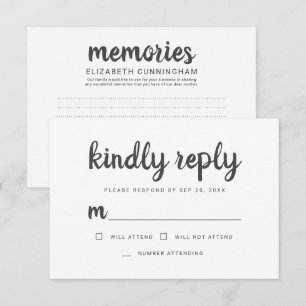 Memorial Simple Written Memories Kindly Reply RSVP Card